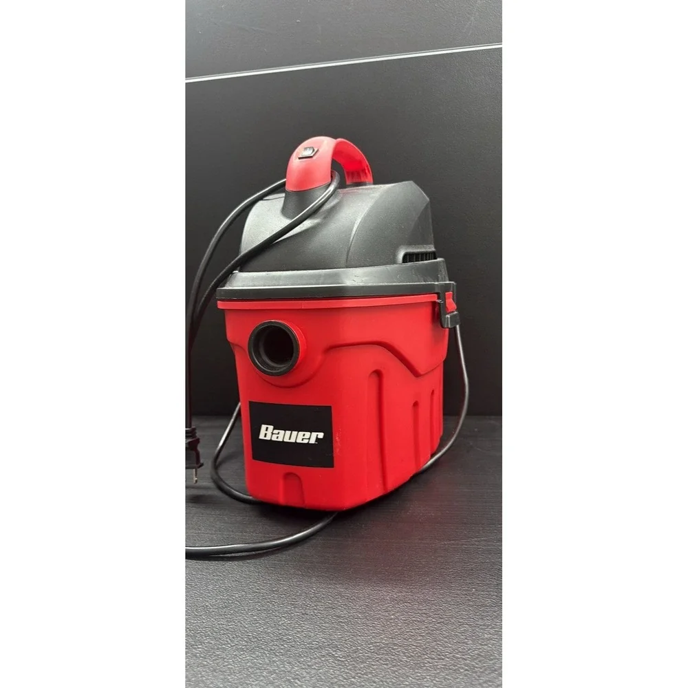 Bauer Canister Bagless Corded Portable Wet & Dry Vacuum Red/Black Nozzle Hose